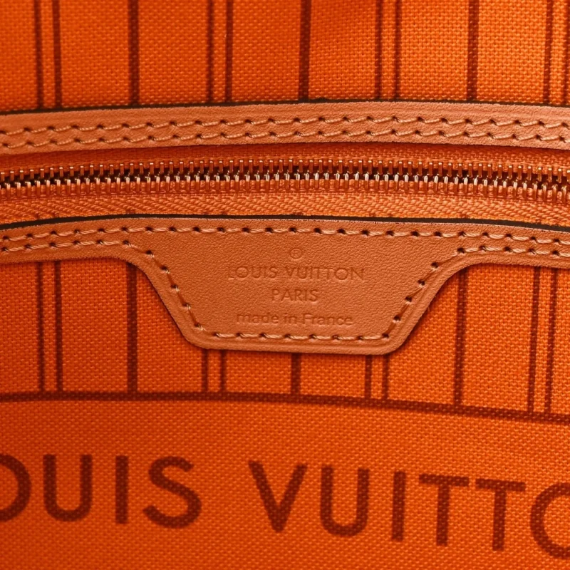 LOUIS VUITTON BRAIDED NEVERFULL MM DAMIER AZUR CANVAS ORANGE INTERIOR - Image 2