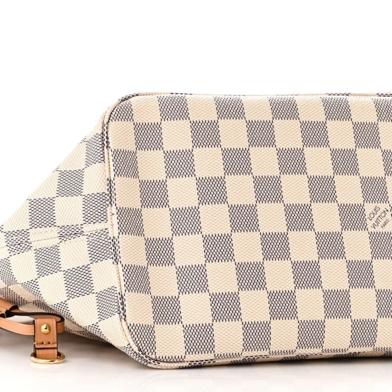 LOUIS VUITTON BRAIDED NEVERFULL MM DAMIER AZUR CANVAS ORANGE INTERIOR - Image 4
