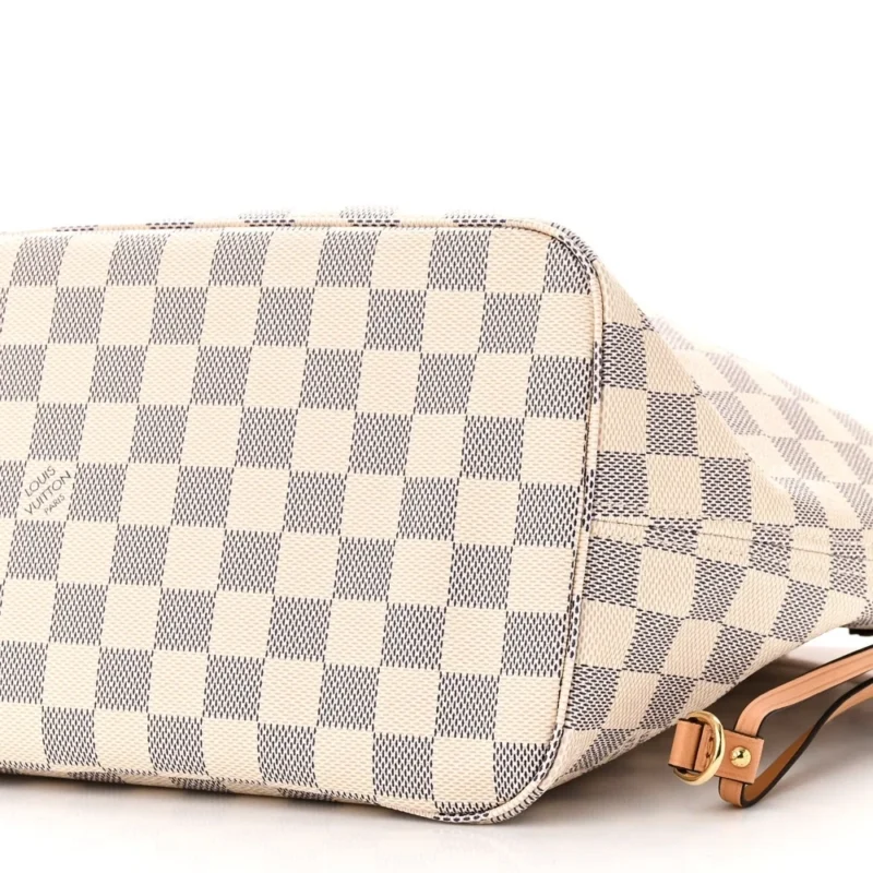 LOUIS VUITTON BRAIDED NEVERFULL MM DAMIER AZUR CANVAS ORANGE INTERIOR - Image 5