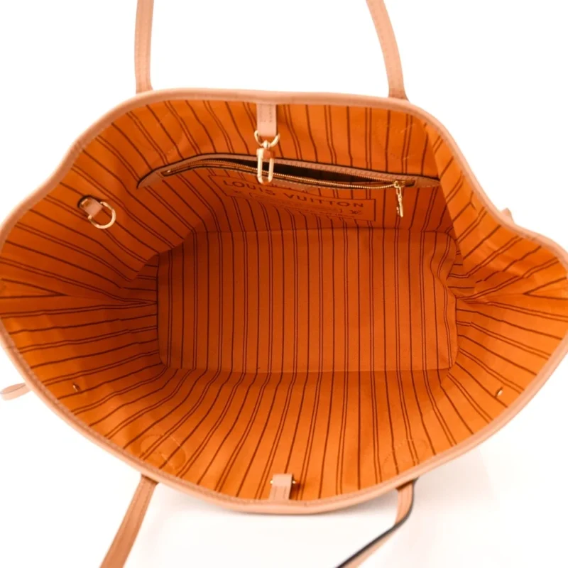 LOUIS VUITTON BRAIDED NEVERFULL MM DAMIER AZUR CANVAS ORANGE INTERIOR - Image 7