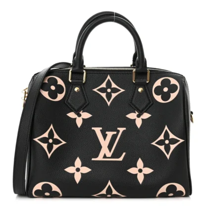 LOUIS VUITTON SPEEDY BANDOULIERE 25 BLACK/BEIGE GIANT MONOGRAM EMPREINTE LEATHER GOLD HARDWARE