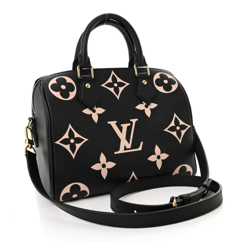 LOUIS VUITTON SPEEDY BANDOULIERE 25 BLACK/BEIGE GIANT MONOGRAM EMPREINTE LEATHER GOLD HARDWARE - Image 3