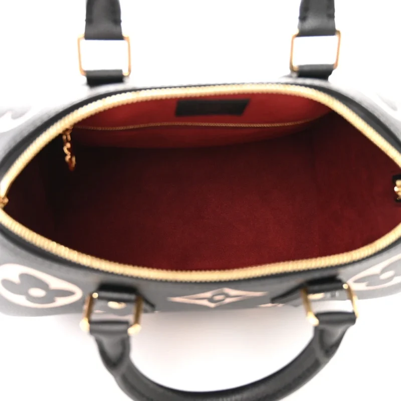 LOUIS VUITTON SPEEDY BANDOULIERE 25 BLACK/BEIGE GIANT MONOGRAM EMPREINTE LEATHER GOLD HARDWARE - Image 7