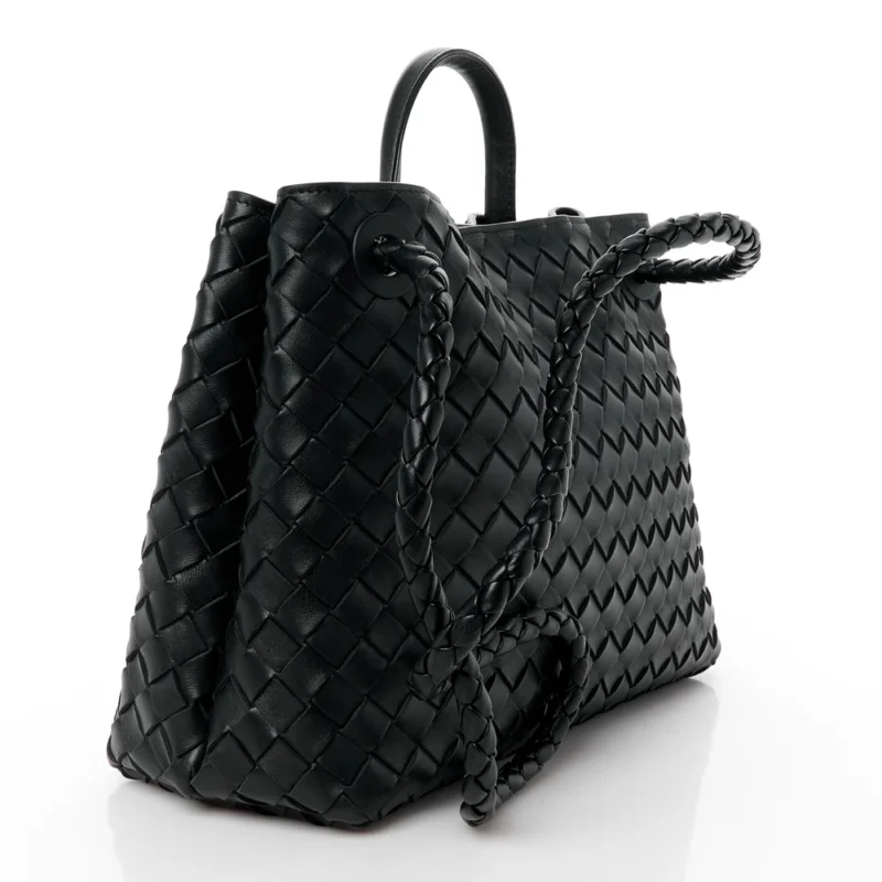 BOTTEGA VENETA MEDIUM INTRECCIATO ANDIAMO SHOULDER BAG BLACK NAPPA LEATHER GOLD HARDWARE - Image 3