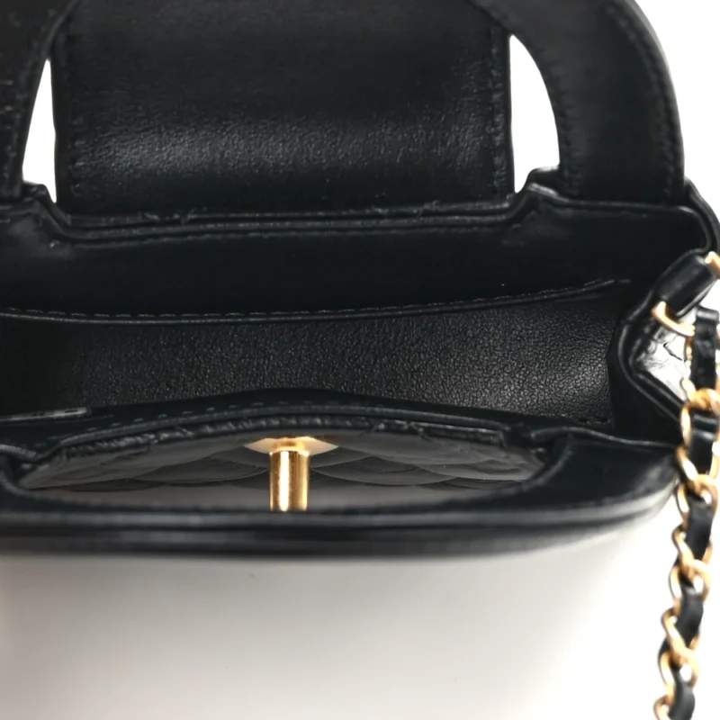 CHANEL KELLY SHOPPER NANO BLACK QUILTED SHINY AGED CALFSKIN LEATHER GOLD HARDWARE - BAGS - Image 7