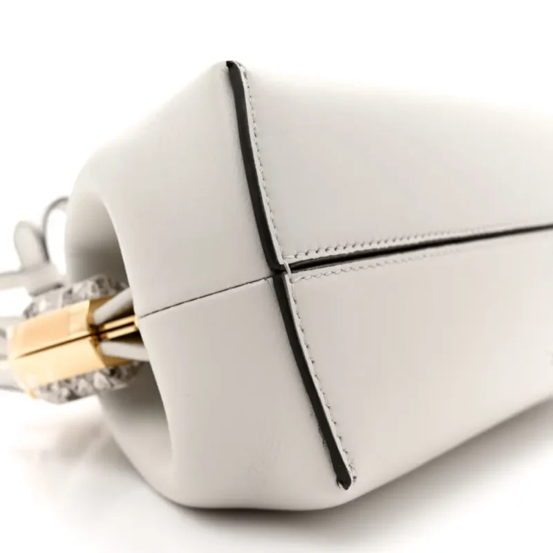 FENDI SMALL FENDI FIRST WHITE/ROCCIA SHINY NAPPA & SNAKESKIN LEATHER GOLD HARDWARE - Image 5