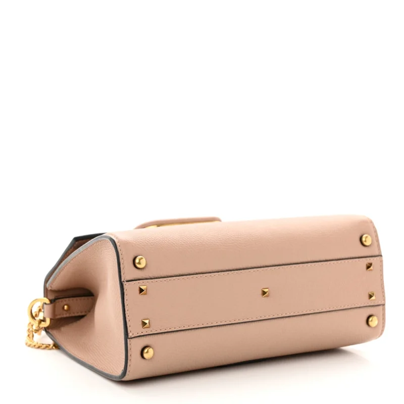 VALENTINO GARAVANI SMALL VSLING TOP HANDLE BAG POUDRE GRAINY CALFSKIN LEATHER GOLD HARDWARE - Image 6