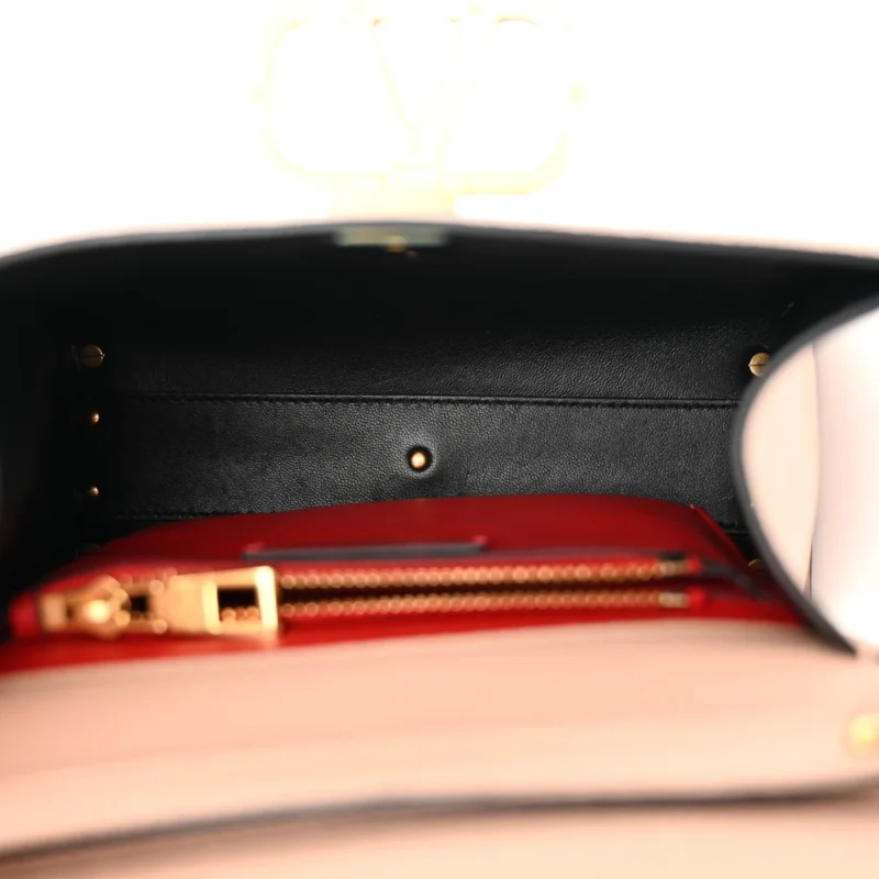VALENTINO GARAVANI SMALL VSLING TOP HANDLE BAG POUDRE GRAINY CALFSKIN LEATHER GOLD HARDWARE - Image 7