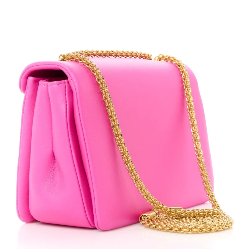 VALENTINO GARAVANI SMALL ONE STUD CHAIN CLUTCH PINK PP NAPPA LEATHER GOLD HARDWARE - Image 3