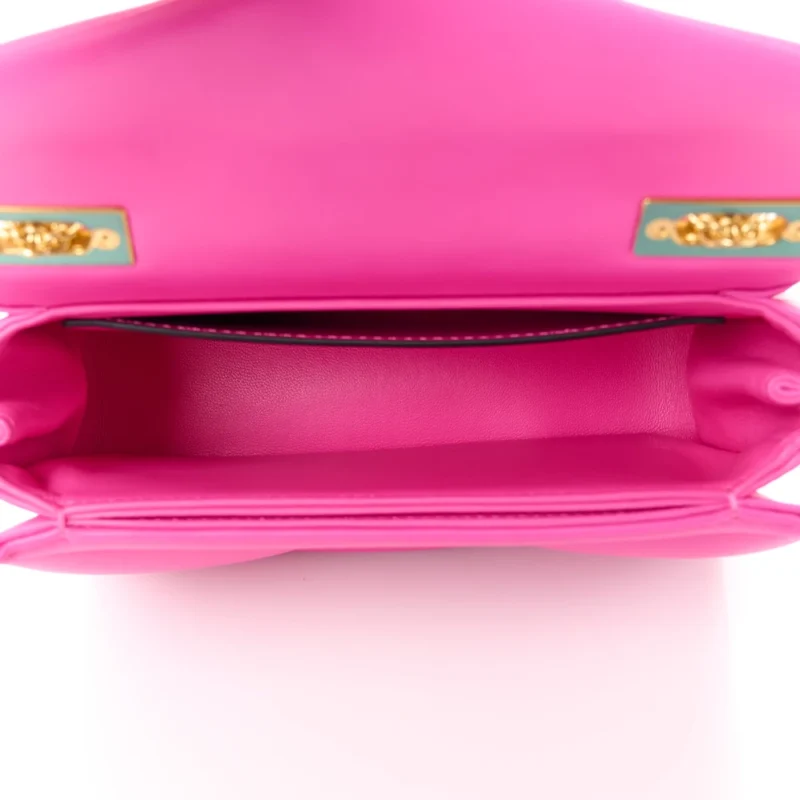 VALENTINO GARAVANI SMALL ONE STUD CHAIN CLUTCH PINK PP NAPPA LEATHER GOLD HARDWARE - Image 7