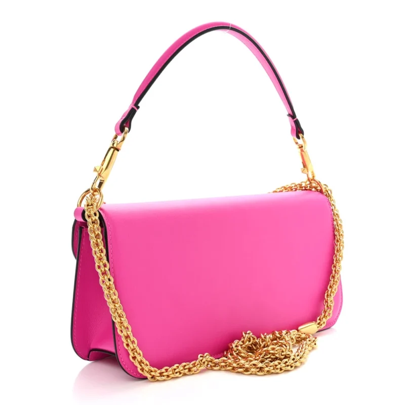 VALENTINO GARAVANI SMALL VLOGO LOCO SHOULDER BAG PINK PP CALFSKIN LEATHER GOLD HARDWARE - Image 3