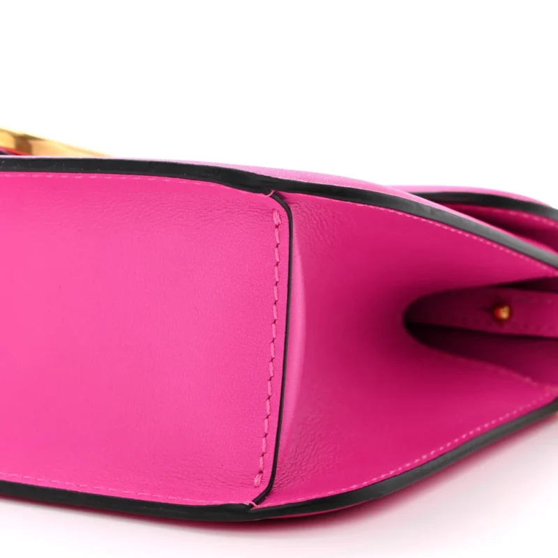 VALENTINO GARAVANI SMALL VLOGO LOCO SHOULDER BAG PINK PP CALFSKIN LEATHER GOLD HARDWARE - Image 5