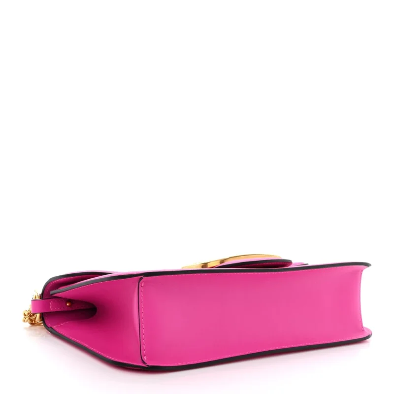 VALENTINO GARAVANI SMALL VLOGO LOCO SHOULDER BAG PINK PP CALFSKIN LEATHER GOLD HARDWARE - Image 6