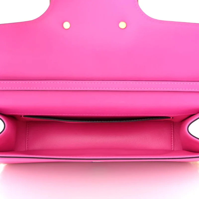 VALENTINO GARAVANI SMALL VLOGO LOCO SHOULDER BAG PINK PP CALFSKIN LEATHER GOLD HARDWARE - Image 7