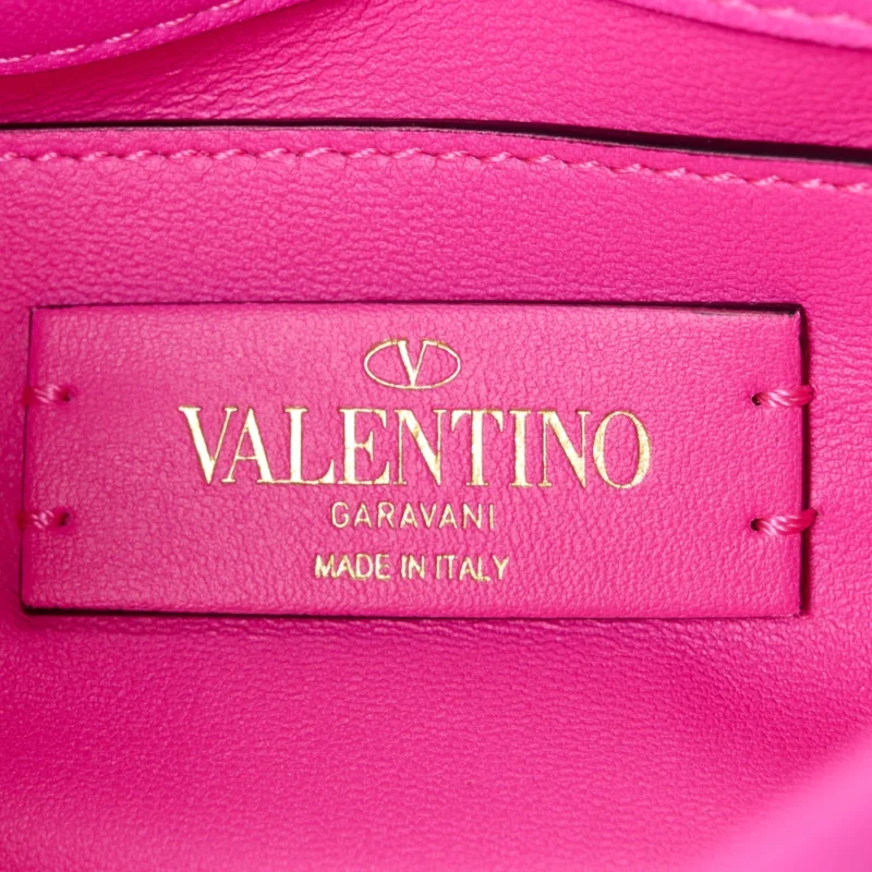VALENTINO GARAVANI SMALL ROMAN STUD SHOULDER BAG PINK PP LACQUER MONOCHROME NAPPA LEATHER INCOGNITO HARDWARE - Image 2