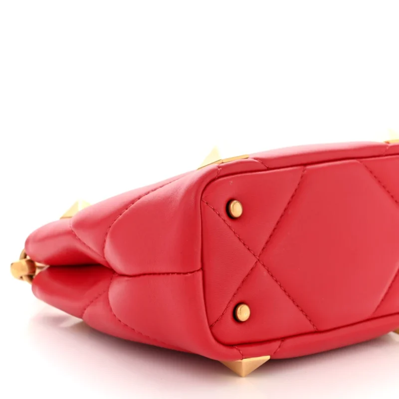 VALENTINO GARAVANI SMALL ROMAN STUD THE HANDLE BAG ROUGE PUR NAPPA LEATHER GOLD HARDWARE - Image 4