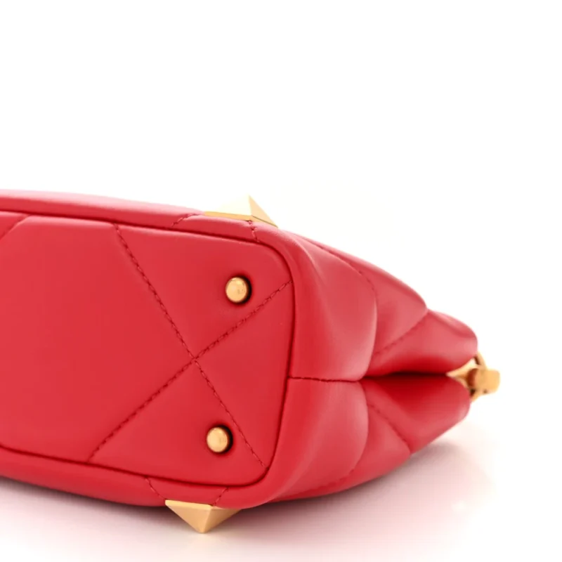 VALENTINO GARAVANI SMALL ROMAN STUD THE HANDLE BAG ROUGE PUR NAPPA LEATHER GOLD HARDWARE - Image 5