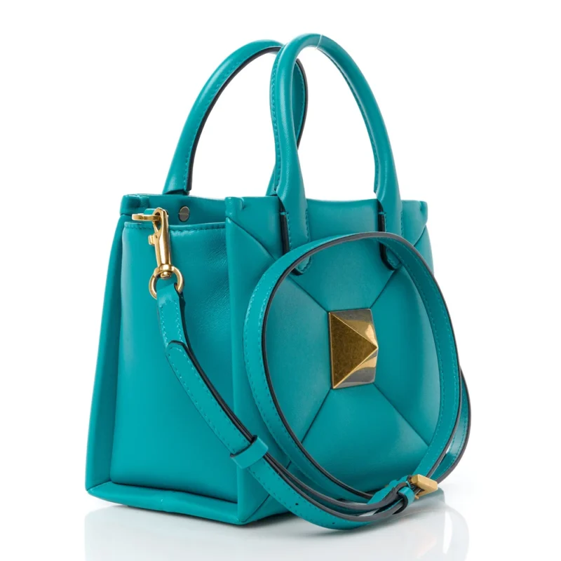 VALENTINO GARAVANI SMALL ONE STUD HANDBAG MARINE GREEN NAPPA LEATHER GOLD HARDWARE - Image 2