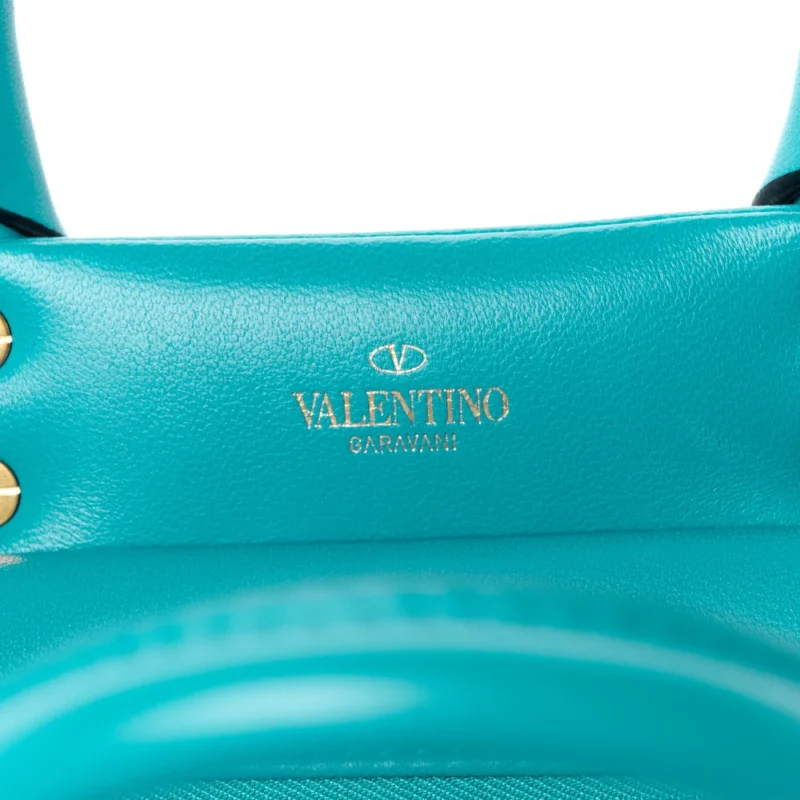 VALENTINO GARAVANI SMALL ONE STUD HANDBAG MARINE GREEN NAPPA LEATHER GOLD HARDWARE - Image 3
