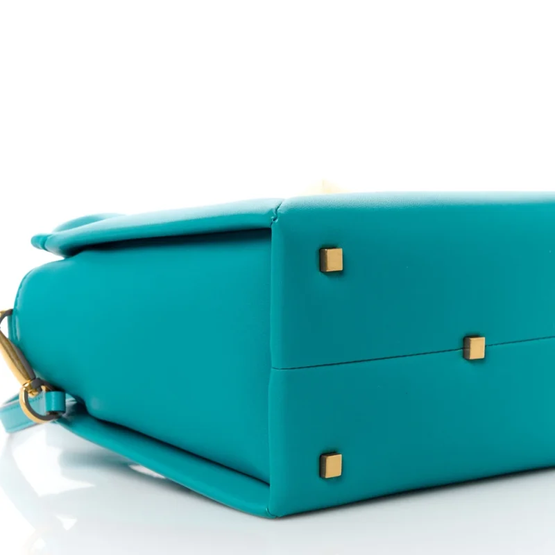 VALENTINO GARAVANI SMALL ONE STUD HANDBAG MARINE GREEN NAPPA LEATHER GOLD HARDWARE - Image 5