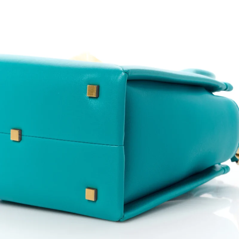 VALENTINO GARAVANI SMALL ONE STUD HANDBAG MARINE GREEN NAPPA LEATHER GOLD HARDWARE - Image 6