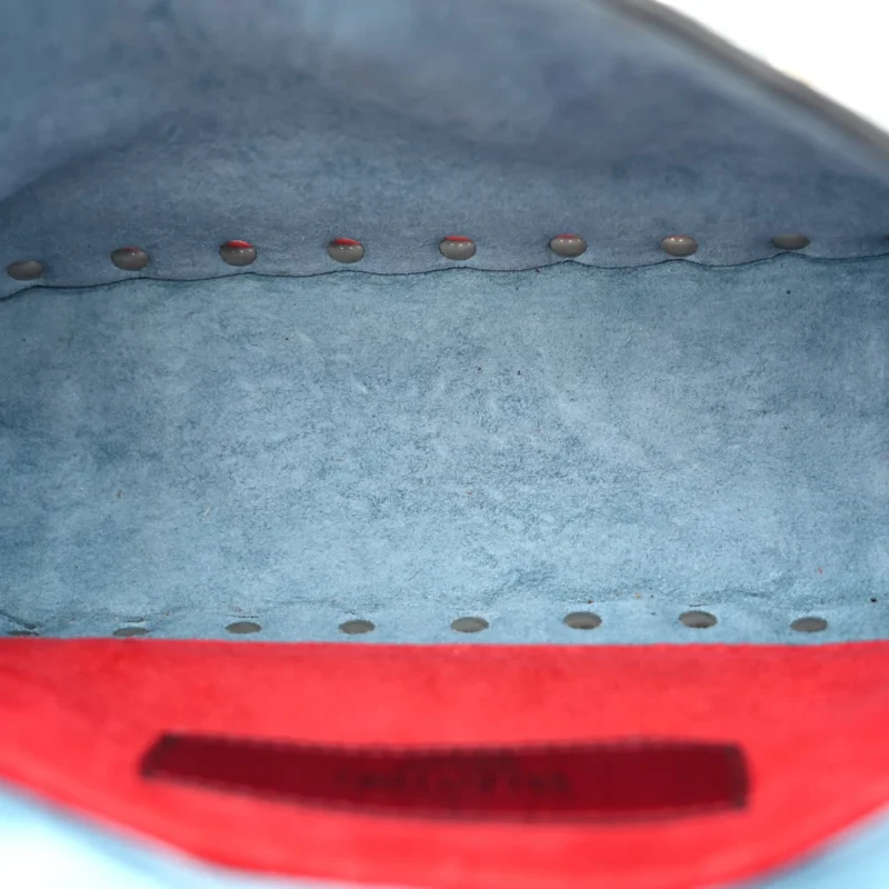 VALENTINO GARAVANI SMALL ROCKSTUD SPIKE SHOULDER BAG AQUA NAPPA LEATHER LIGHT GOLD HARDWARE - Image 7