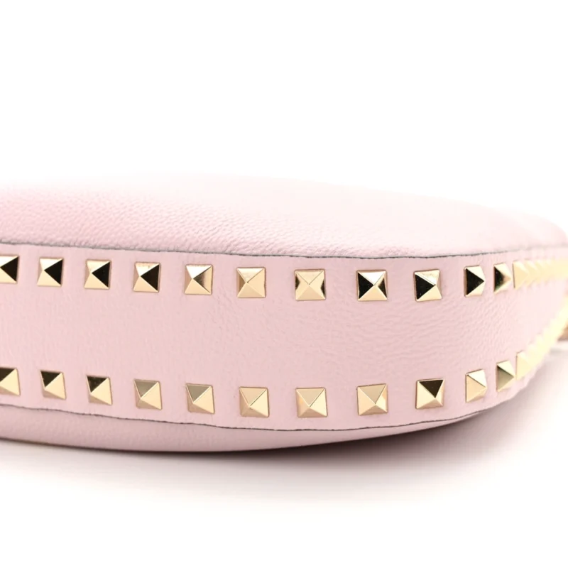 VALENTINO GARAVANI SMALL ROCKSTUD HOBO BAG WATER LILAC GRAINED CALFSKIN LEATHER GOLD HARDWARE - Image 5