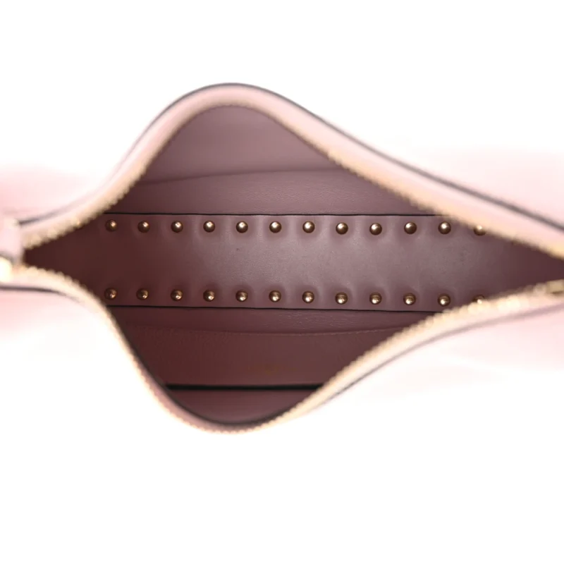 VALENTINO GARAVANI SMALL ROCKSTUD HOBO BAG WATER LILAC GRAINED CALFSKIN LEATHER GOLD HARDWARE - Image 7
