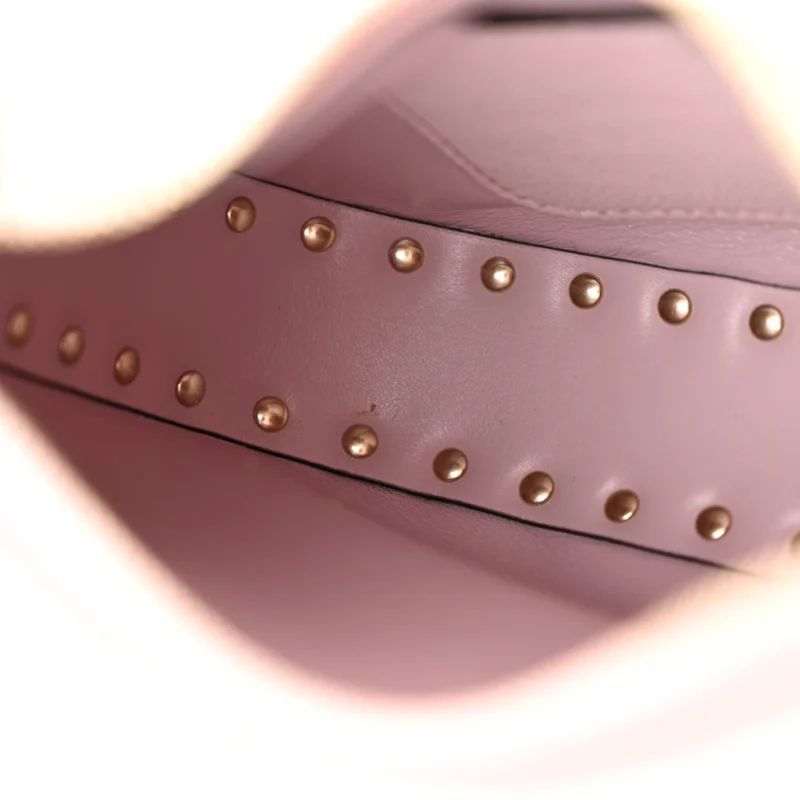 VALENTINO GARAVANI SMALL ROCKSTUD HOBO BAG WATER LILAC GRAINED CALFSKIN LEATHER GOLD HARDWARE - Image 8