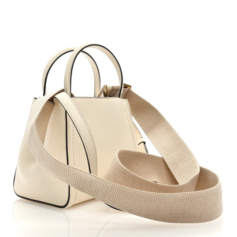 VALENTINO GARAVANI SMALL ALLTIME HANDBAG IVORY SOFT GRAINY CALFSKIN LEATHER GOLD HARDWARE - Image 2