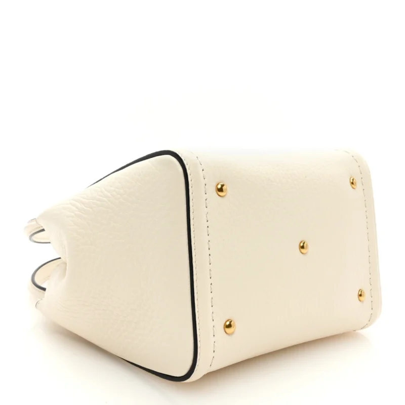 VALENTINO GARAVANI SMALL ALLTIME HANDBAG IVORY SOFT GRAINY CALFSKIN LEATHER GOLD HARDWARE - Image 3
