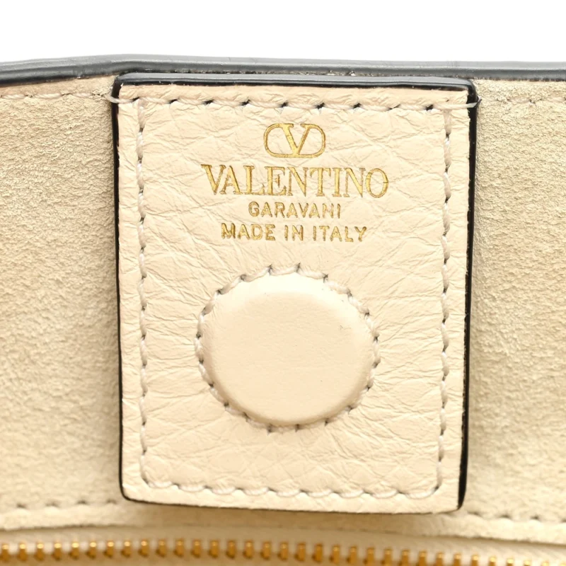 VALENTINO GARAVANI SMALL ALLTIME HANDBAG IVORY SOFT GRAINY CALFSKIN LEATHER GOLD HARDWARE - Image 7