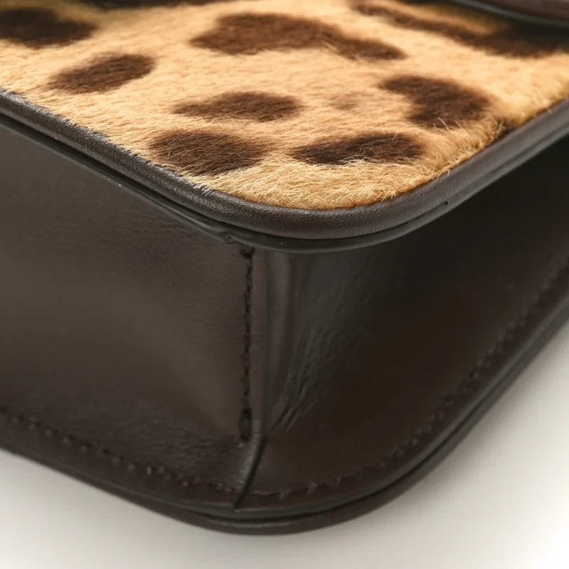 VALENTINO GARAVANI SMALL VLOGO LOC?? SHOULDER BAG BROWN MULTICOLOR PONY HAIR LEOPARD GOLD HARDWARE - Image 5