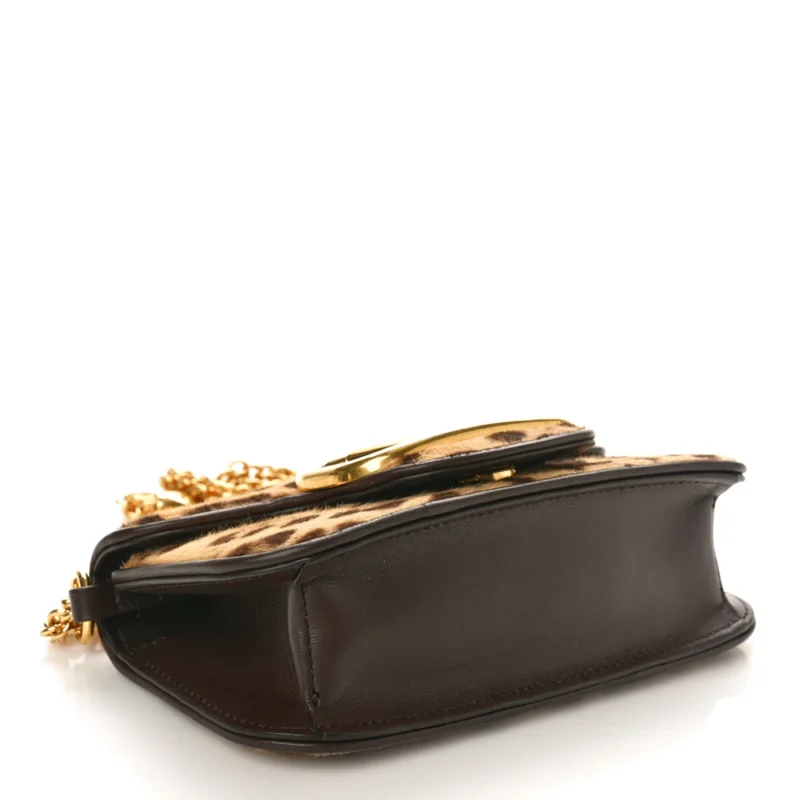 VALENTINO GARAVANI SMALL VLOGO LOC?? SHOULDER BAG BROWN MULTICOLOR PONY HAIR LEOPARD GOLD HARDWARE - Image 6