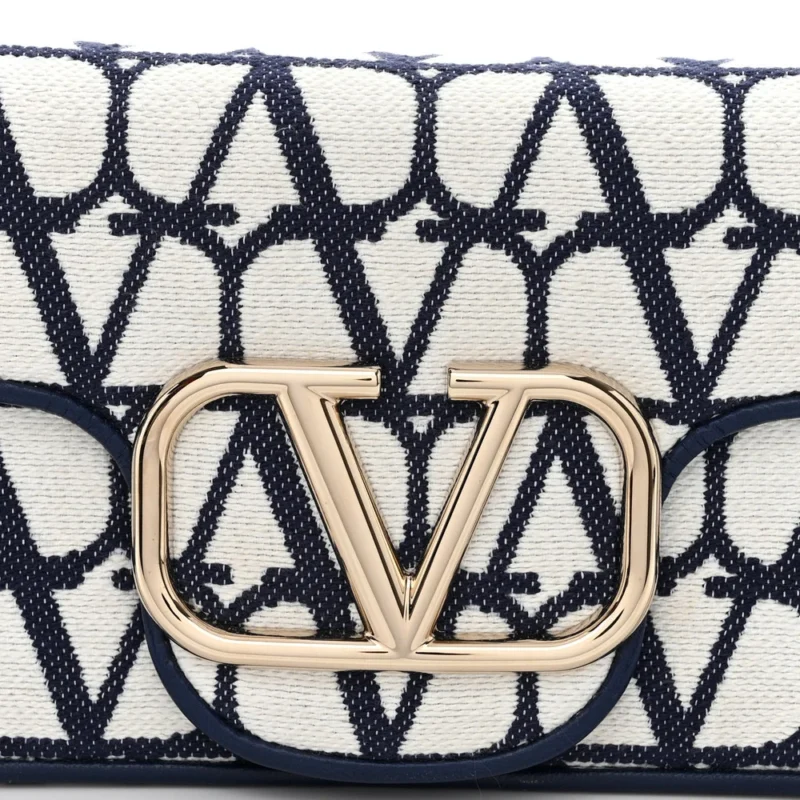 VALENTINO GARAVANI SMALL VLOGO LOC?? SHOULDER BAG WHITE/WORKER TOILE ICONOGRAPHE COTTON SILVER HARDWARE - Image 12