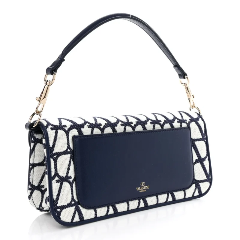 VALENTINO GARAVANI SMALL VLOGO LOC?? SHOULDER BAG WHITE/WORKER TOILE ICONOGRAPHE COTTON SILVER HARDWARE - Image 3