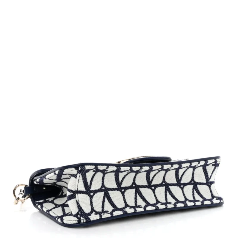 VALENTINO GARAVANI SMALL VLOGO LOC?? SHOULDER BAG WHITE/WORKER TOILE ICONOGRAPHE COTTON SILVER HARDWARE - Image 6