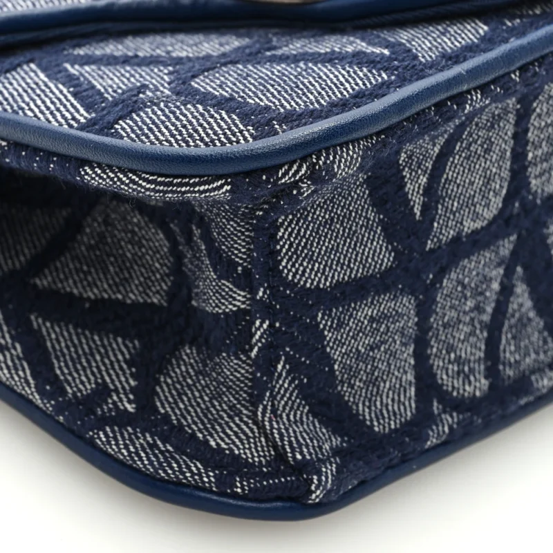 VALENTINO GARAVANI SMALL LOC?? SHOULDER BAG MELANGE DENIM/WORKER TOILE ICONOGRAPHE COTTON VLOGO GOLD HARDWARE - Image 4