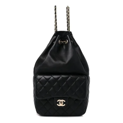 CHANEL IN SEOUL BACKPACK SMALL BLACK QUILTED LAMBSKIN LEATHER LIGHT GOLD HARDWARE