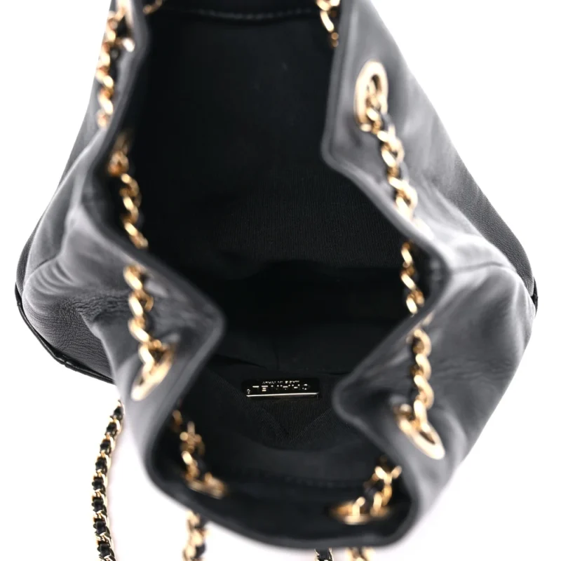 CHANEL IN SEOUL BACKPACK SMALL BLACK QUILTED LAMBSKIN LEATHER LIGHT GOLD HARDWARE - Image 7