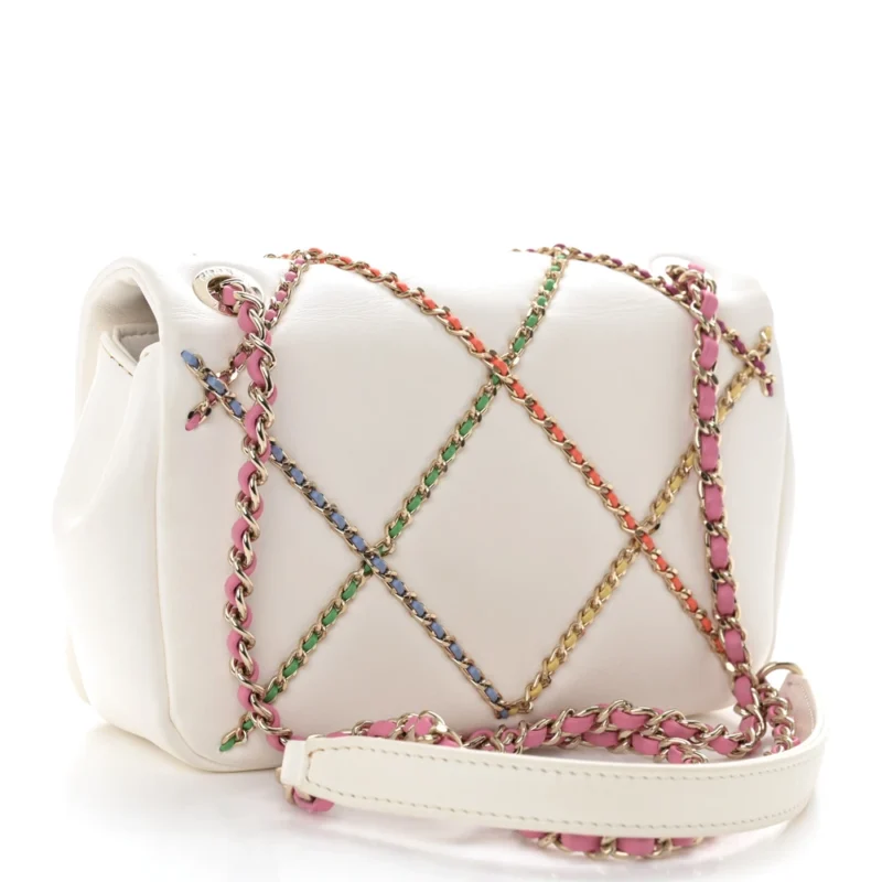 LUXURY ENTWINED CHAIN FLAP BAG | WHITE MULTICOLOR - Image 3