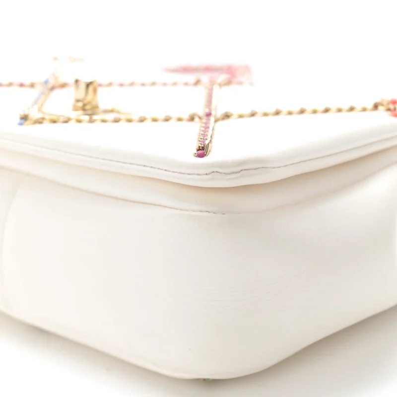 LUXURY ENTWINED CHAIN FLAP BAG | WHITE MULTICOLOR - Image 5