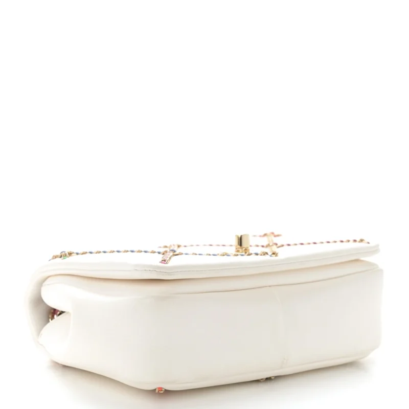LUXURY ENTWINED CHAIN FLAP BAG | WHITE MULTICOLOR - Image 6