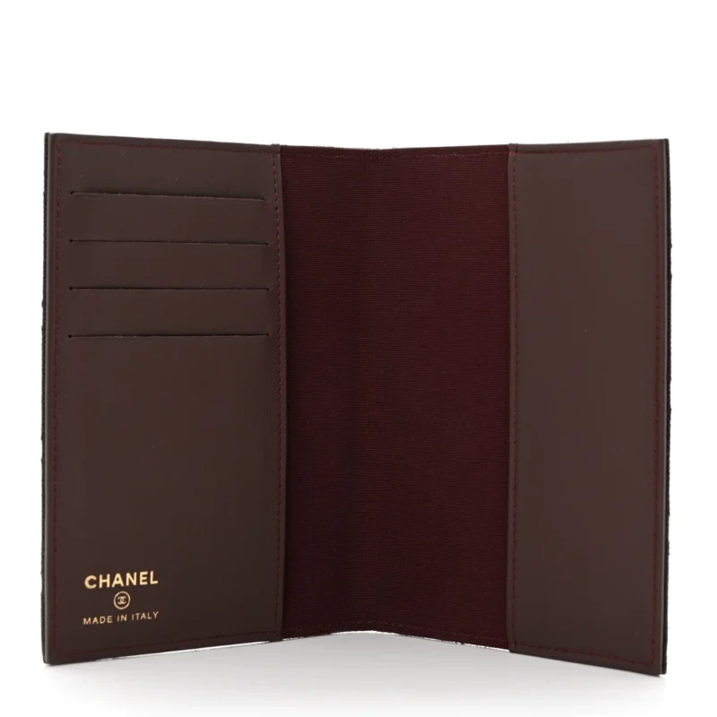 CHANEL PASSPORT HOLDER SMALL BLACK QUILTED CAVIAR LEATHER GOLD HARDWARE - Image 4