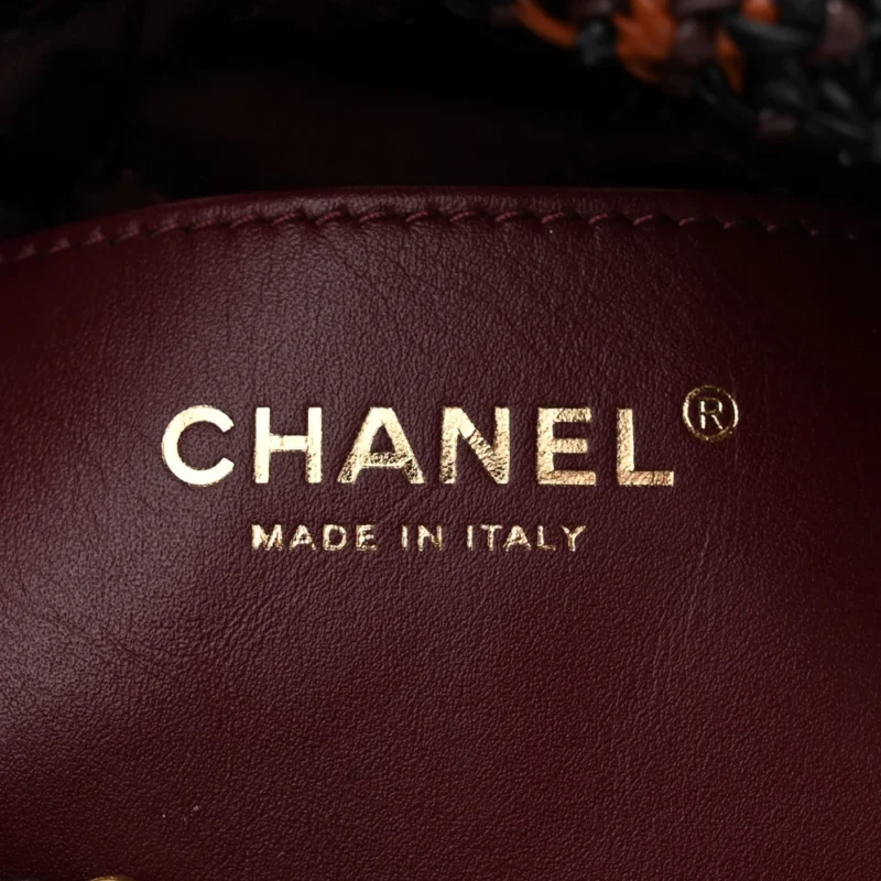 CHANEL MINI BLACK / LIGHT BROWN / BURGUNDY CHANEL 22 CALFSKIN LEATHER MACRAME AGED GOLD HARDWARE - Image 2