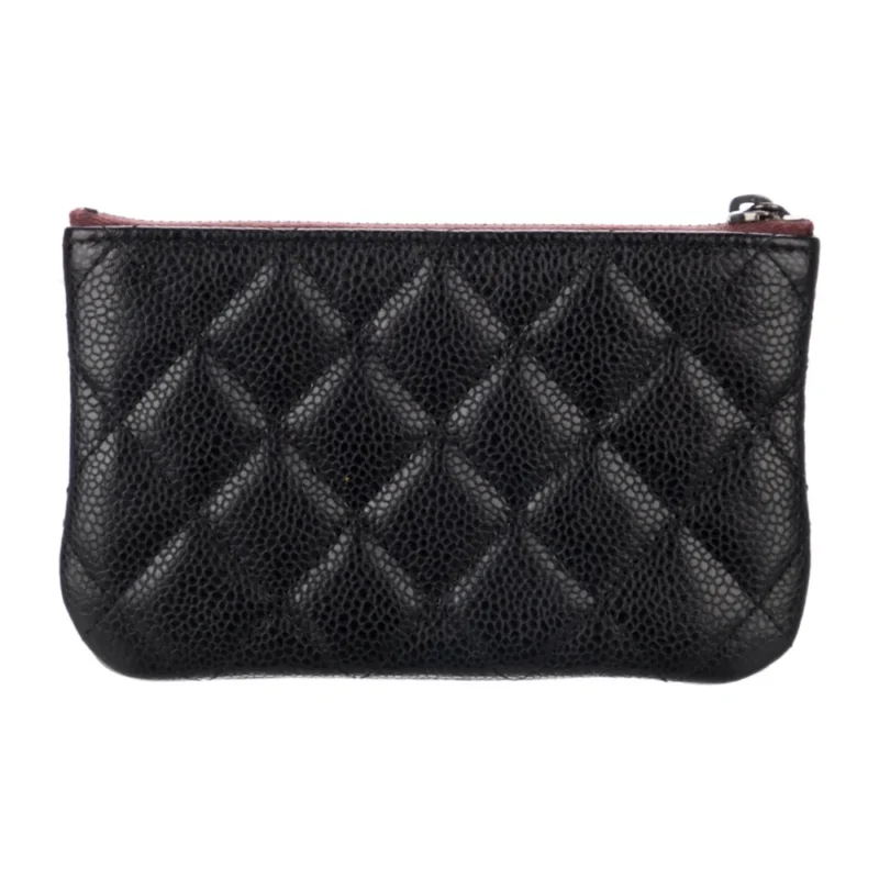 CHANEL MEDIUM INTERLOCKING CC LOGO WALLET BLACK QUILTED CAVIAR LEATHER SILVER HARDWARE - Image 2