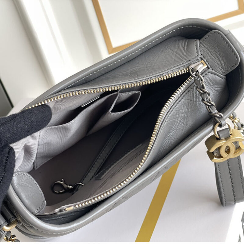 CHANEL GREY BAG QUILTED CALFSKIN LEATHER SHOULDER BAGS CROSSBODY BAGS - Image 10