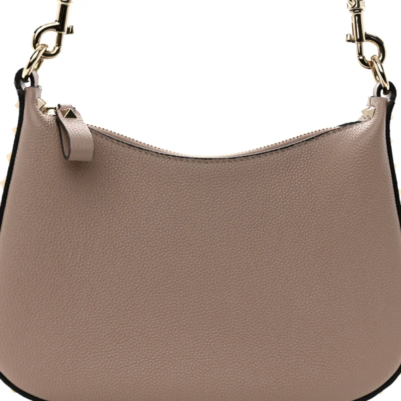 VALENTINO GARAVANI MINI ROCKSTUD HOBO POUDRE GRAINY CALFSKIN LEATHER GOLD HARDWARE - Image 7