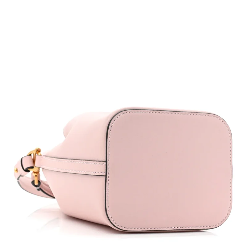 VALENTINO GARAVANI MINI VLOGO SIGNATURE BUCKET BAG WATER LILAC NAPPA LEATHER GOLD HARDWARE - Image 4