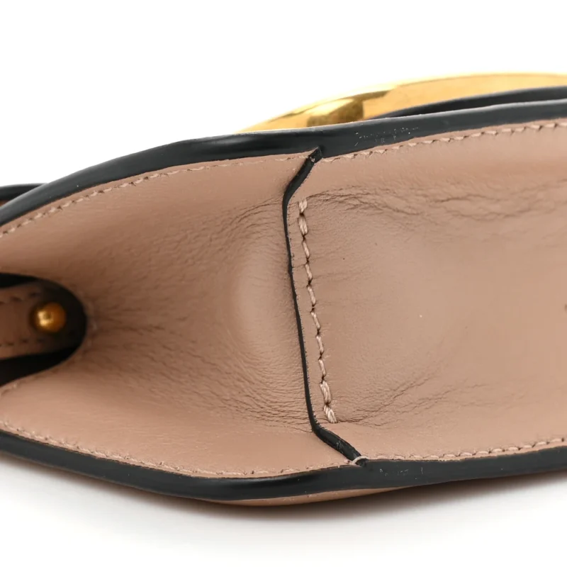 VALENTINO GARAVANI MICRO VLOGO LOC?? SHOULDER BAG POUDRE CALFSKIN LEATHER GOLD HARDWARE - Image 4